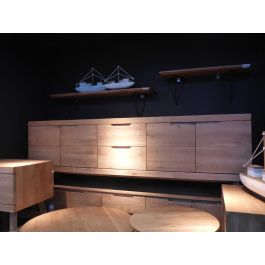 DKD Home Decor Mesa TV Alpino Chiara Pino Natural 180x48x65 cm 2 Cajones 4 Puertas