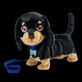 Bizak 64559091 Waggles, Mi Perrito Salchicha interactivo que camina, ladra, mueve la cola. Peluche suave, incluye correa