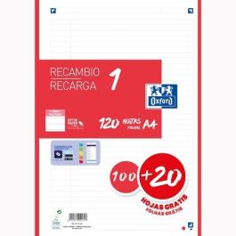 Oxford Recambio Classic 100H + 20H Gratis A4 Sueltas 90 gr 1 Línea 4 Taladros 1 Banda Color Rojo Precio: 4.49999968. SKU: B1D3WPFLE8