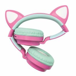 Barbie Auriculares inalámbricos 2-en-1 con orejas de gato y luz LED, Bluetooth 5.0, micrófono, recargables con cable extraíble para niños