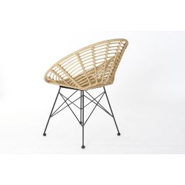 DKD Home Decor Silla Terraza y Jardín Marrón Blanco Ratán Sintético Metal 64 x 78 x 72 cm (2 Unidades)