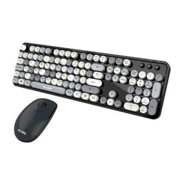 Elbe PTR-105 Pack Teclado y Ratón Inalámbricos Vintage Tono Gris con Teclado Numérico y Ratón Óptico 4D Elbe PTR-105 Pack Teclado y Ratón Inalámbricos Vintage Tono Gris con Teclado Numérico y Ratón Óptico 4D