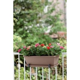 Elho Platillo Barcelona Balconniere 50 para maceta exterior taupe 45 cm de diámetro, plástico, sistema antirotura de raíces