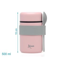Termo Papillero De Acero Inoxidable 500 mL Con Cuchara Rosa Termo Papillero De Acero Inoxidable 500 mL Con Cuchara Rosa