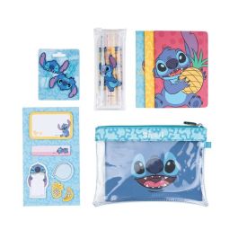 ERIK Set Papelería Disney Stitch: 3 Cuadernos A6, 4 Subrayadores, Clips, Notas Sticky y Portatodo