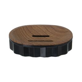 Jabonera Alexandra House Living Marrón Negro Acrílico Plástico Madera 12 x 3 x 9 cm