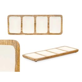 Bandeja Rectangular 4 Espacios Madera Mango Blanco Giftdecor 46x17x3 cm (6 Unidades) Precio: 63.50000019. SKU: B1GSPF24RC