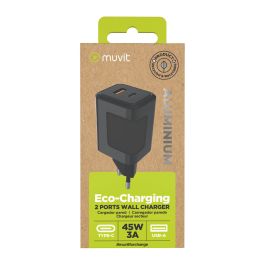 muvit for change cargador de pared USB + Tipo C PD45W aluminio