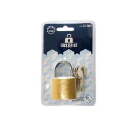 Edm Candado de latón arco normal 40 mm, dorado/cromado, 40 x 14 x 34 mm, con 3 llaves