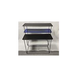 DKD Home Decor Consola Moderna Morden Court de Metal Azul y Negro, Doble Cara con 1 Estantería, 27.5x65x80 cm (Set de 2)