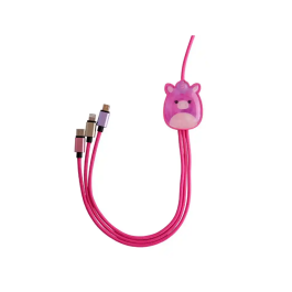 Wondee Cable de Carga 3 en 1 Squishmallows Lola La Unicornio Oficial 1.2 m - Micro USB, USB-C, Lightning para Apple, Samsung, Huawei