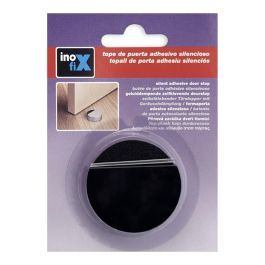 Inofix Tope adhesivo silencioso negro para puertas de interior, PVC + espuma amortiguadora