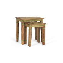 GINER Y COLOMER Lote de 2 Mesas Nido en Madera de Mango Pintada a Mano, Multicolor Precio: 184.50000019. SKU: B1BVVT9B7T