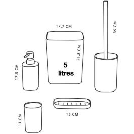 Hoy TOD3574641271398 - Juego de 5 accesorios de baño: dispensador de jabón, portacepillos, jabonera, escobilla, papelera - Azul