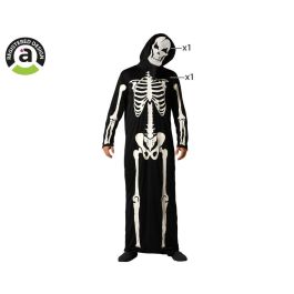 Disfraz Mono Negro Esqueleto Con Capucha Hombre Adulto XL Halloween Polyester