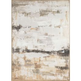 DKD Home Decor Cuadro Urban Abstracto de Lienzo y Pino Blanco Beige 180x130 cm