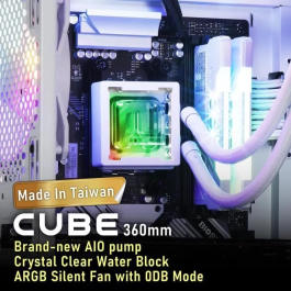 Bitfenix Cube AIO 360 Blanco - Refrigeración Líquida con 3 Ventiladores de 120 mm