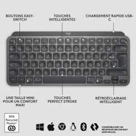 Logitech MX Keys Mini Teclado Inalámbrico Compacto Bluetooth Retroiluminado Grafito para Mac iOS Windows Linux Android