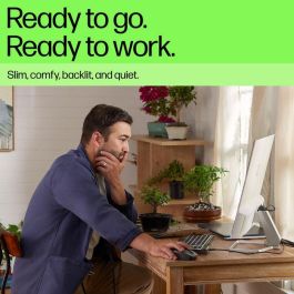 HP 400 Teclado con Cable Retroiluminado Blanco Cálido, Teclas Silenciosas, 12 Programables, Delgado y Desinfectable