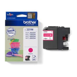 Brother LC221M Magenta Tinta Original Tinta a base de pigmentos Pack Individual 260 Páginas para Brother DCP-J562DW, MFC-J480DW, MFC-J680DW, MFC-J880DW