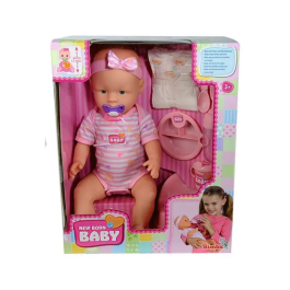 BORN BABY Muñeca Bebé Pink Baby Doll 43cm Bebe y Hace Pipí
