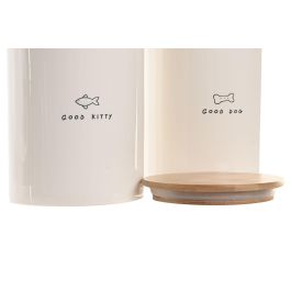 DKD Home Decor Bote Cerámica Blanco Natural 14x19x14 cm 1600 ml Apto Lavavajillas (4 Unidades)