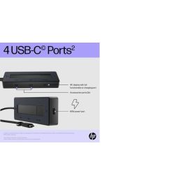 HP Concentrador USB-C 6G843AA, Multipuerto 4K PD 65W, 3xUSB-C, 1xUSB-C Carga, Negro y Azul
