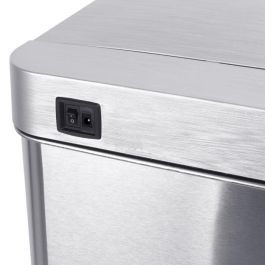 Kitchen Move PARKSIDE Bote de Basura Automático 50L Acero Inoxidable Cepillado Rectangular con Fleje Tapa Manos Libres