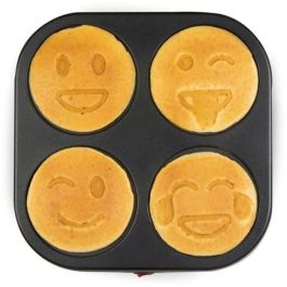 Crépiere Domo - 4 crepes - Patrones de emoji - Revetencia anti -adhesiva - 600W - L31 x L34 x H13 cm