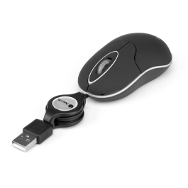 Ngs Ratón SIN USB Negro Óptico 1000 DPI Retráctil 3 Botones