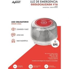 Avant AV1201 Baliza V16 Connected Homologada DGT Geolocalizable Base Imantada Luz Emergencia Coche Funciona a Pilas