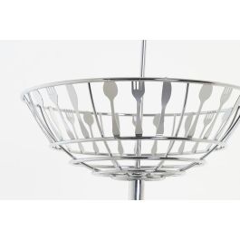 DKD Home Decor Frutero Básico de Metal Cromado Plateado con 2 Niveles 28x28x40 cm