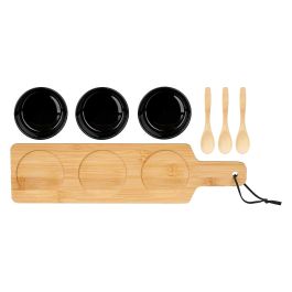 Set 3 Bols Cerámica Negra con Cuchara y Bandeja de Bambú Kinvara - 39x10x6 cm (12 Unidades) Set 3 Bols Cerámica Negra con Cuchara y Bandeja de Bambú Kinvara - 39x10x6 cm (12 Unidades)