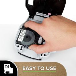 Dymo 45021 Cinta de Transferencia Térmica D1, Etiquetas Estándar Blanco Sobre Negro, 12 mm x 7M, Poliéster Autoadhesiva