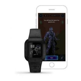 Garmin vivofit jr. 3 Black Panther, monitor de actividad física para niños, pulsera de silicona negra a prueba de agua