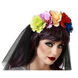 Diadema Halloween Velo Corto Flores Multicolores para Disfraz Catrina Día de Muertos Precio: 3.50000002. SKU: B15E5ZQGTN