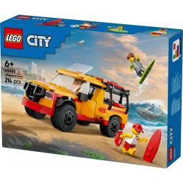 LEGO 60453 Furgoneta de Rescate del Socorrista City: Set de Construcción con 2 Minifiguras, Tiburón y Accesorios de Playa para Niños +6 años