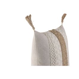 DKD Home Decor 2c25 Cojín Boho de Algodón y Yute, Natural Crudo 45 x 45 cm (2 Unidades) con Cremallera