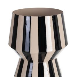 Jarrón Rayas Blanco-Negro Metal 18,50 X 18,50 X 19 cm