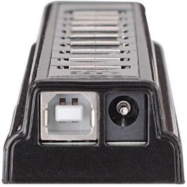 MANHATTAN Hub USB 2.0 de Escritorio 10 Puertos, Alta Velocidad 480 Mbit/s, Color Negro y Plata
