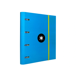 Antartik Carpeta con recambio a4 cuadro 5mm forrada 4 anillas 40mm redondas con solapa color azul