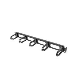 LANBERG AK-1205-B Panel de gestión de cables para rack 19", Negro, Metal/Plástico