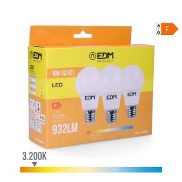Edm Kit 3 Bombillas LED E27 Standard 10W 932LM 3200K Luz Cálida
