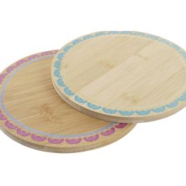 DKD Home Decor Salvamantel Colonial África de Bambú, Turquesa y Granate, para Mesa, 20x20x1 cm, 2 Unidades