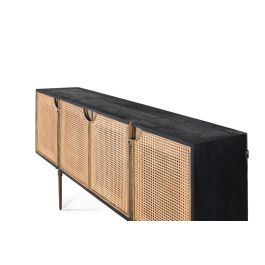 Giner y Colomer Aparador con Puertas de Ratán Natural y Patas de Metal Negro y Bronce