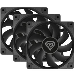 GENESIS Oxal 120 Ventilador Carcasa PC Gaming 120mm Negro - Pack 3, 1300 RPM, Bajo Ruido (22.1dB), Alta Presión Estática (1.05mmH2O), 50000h