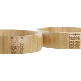 DKD Home Decor Africa gres Ensaladera Natural Bambú 20 x 5 x 20 cm (2 Unidades)