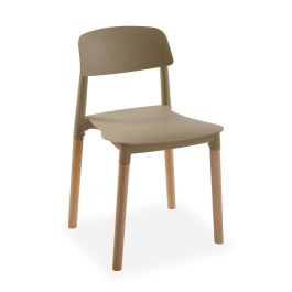 Versa Silla de Cocina Beige de Polipropileno con Patas de Haya 45x76x42 cm (4 Unidades)