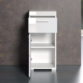 Mueble bajo de baño AMANDA - 1 puerta + 1 cajón - L37 x P31 x H79 cm - Blanco - TRENDTEAM