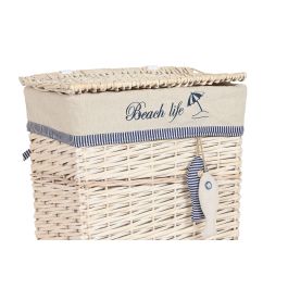Cesta Mediterraneo DKD Home Decor Beige Azul 35 x 56 x 47 cm Set de 5